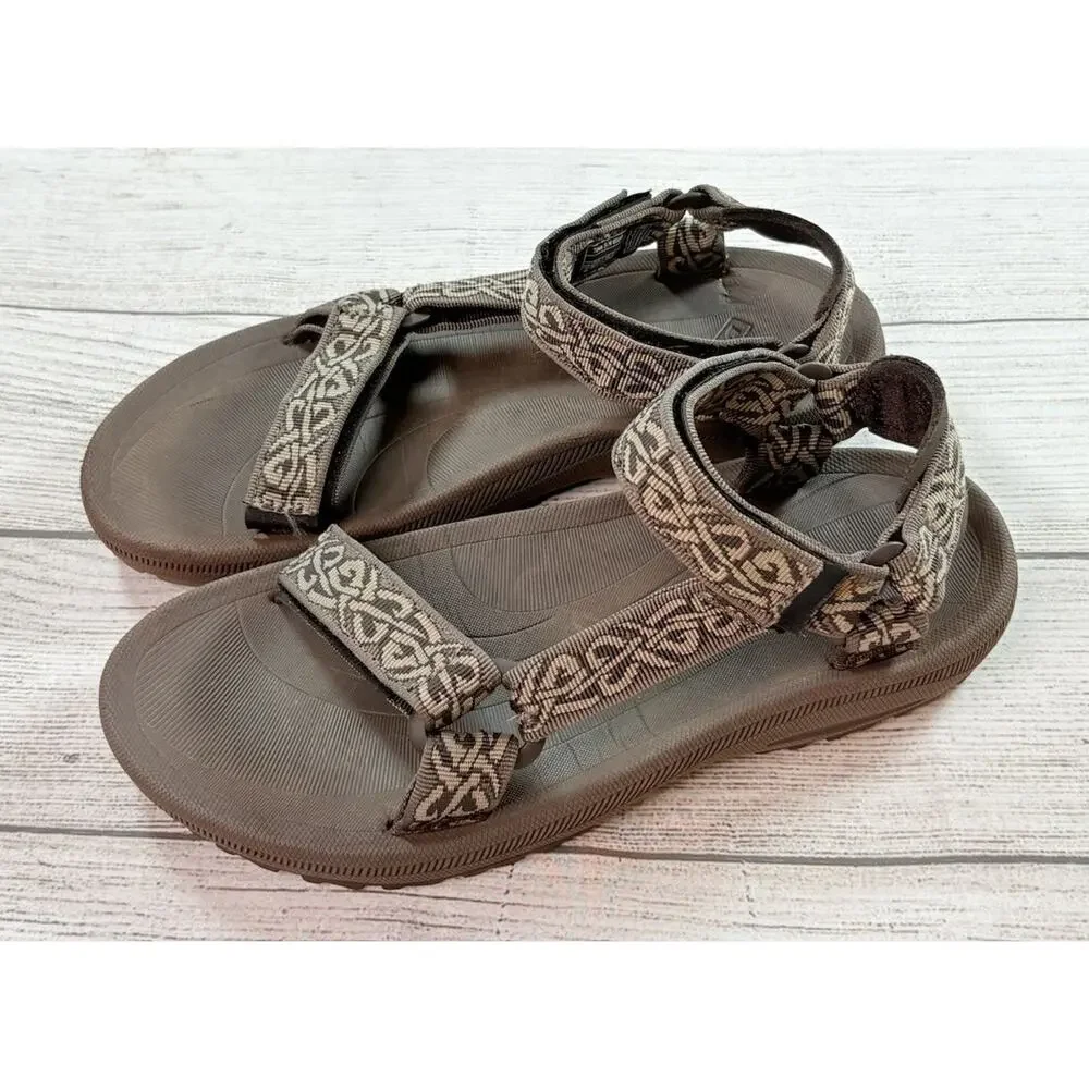 Teva Strap Sandals 6584 Multi Print Waterproof Hook Loop Close Brown Size 8